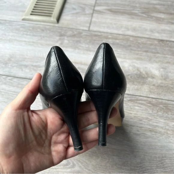 Franco Sarto  Black Open Toe Leather Pump - Picture 12 of 13